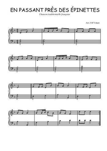 Téléchargez l'arrangement pour piano de la partition de En passant près des épinettes en PDF